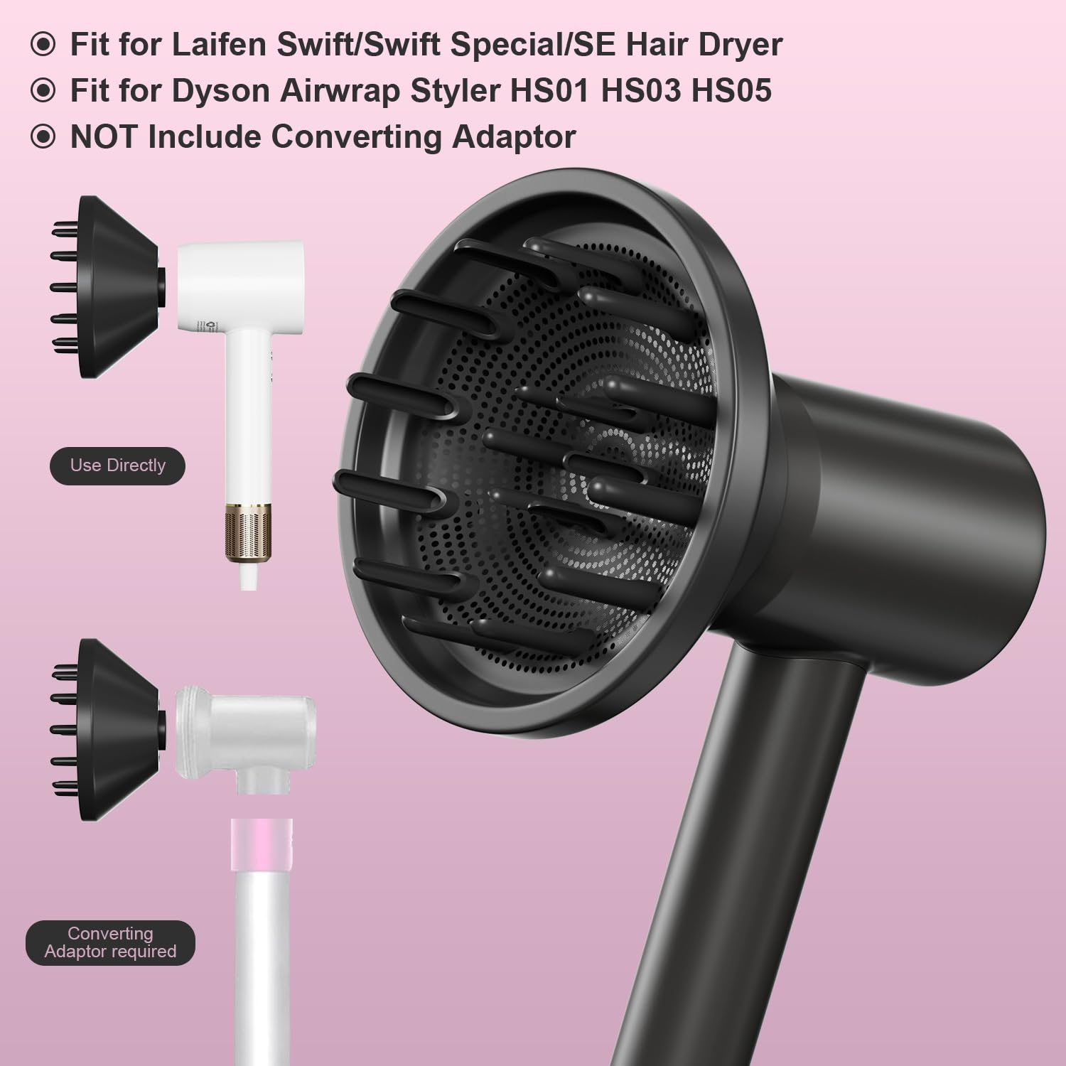 Amazon | 360°回転磁気ヘアディフューザーアタッチメント、ダイソン超